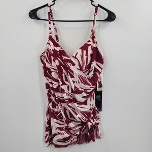 Women's Magicsuit Red Impressionist Willow Swimsuit Size 8 NEW Swimdress